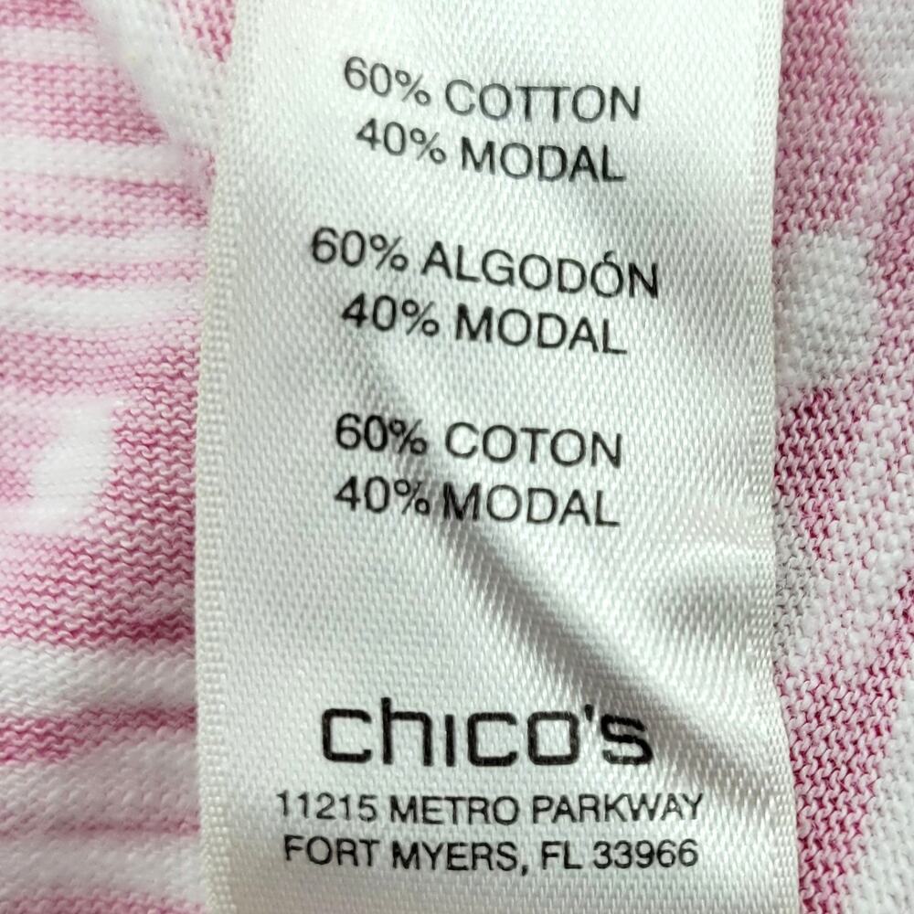 Chico's T-Shirt Top Women's 3, XL Pink Polka Dot Scoop Neck Short Sleeve Boxy - Picture 6 of 7